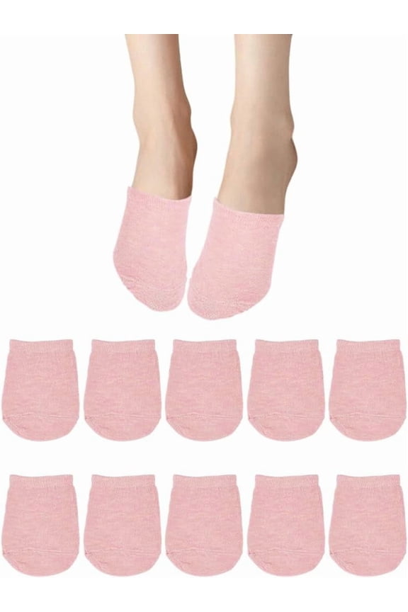 5 Pair Half Socks 115x85x1.5mm Pink Polycotton Toe Topper Non Slip Low Cut Socks for Women clogs slippers and high heels Light Coral