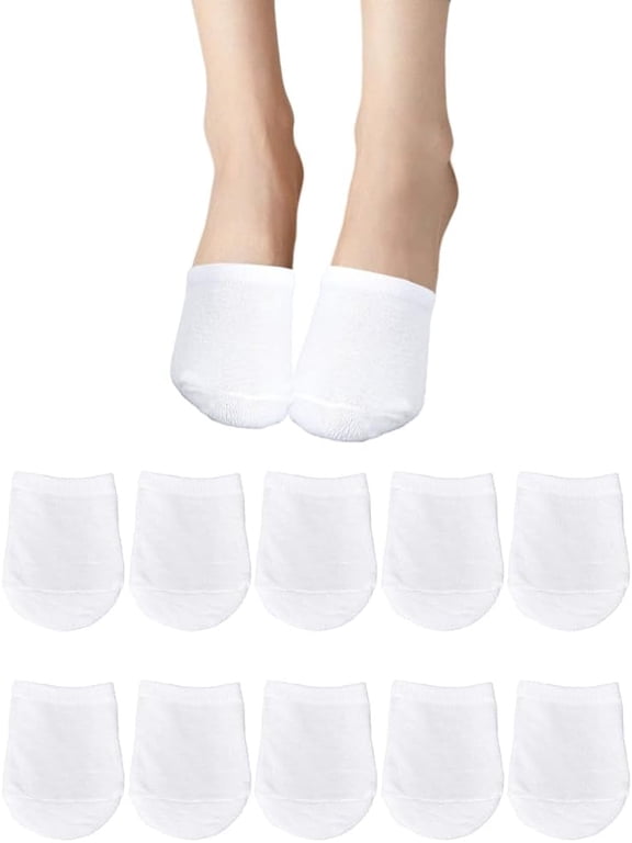 5 Pair Half Socks 115x85x1.5mm White Polycotton Toe Topper Non Slip Low Cut Socks for Women clogs slippers and high heels Mixed Color