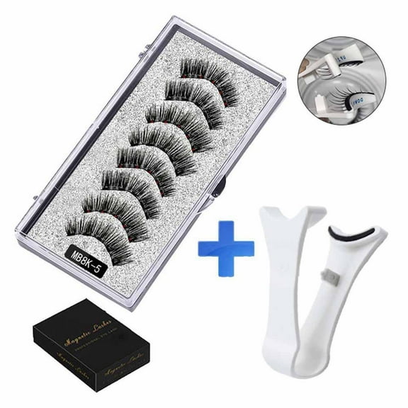 5-Pair Magnetic False Eyelash Set, with Clip for Easy Daily Wear