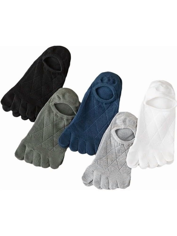 5 Pair Men Ankle Five Finger Toe No Show Sport Solid Athletic Mesh Work Sock