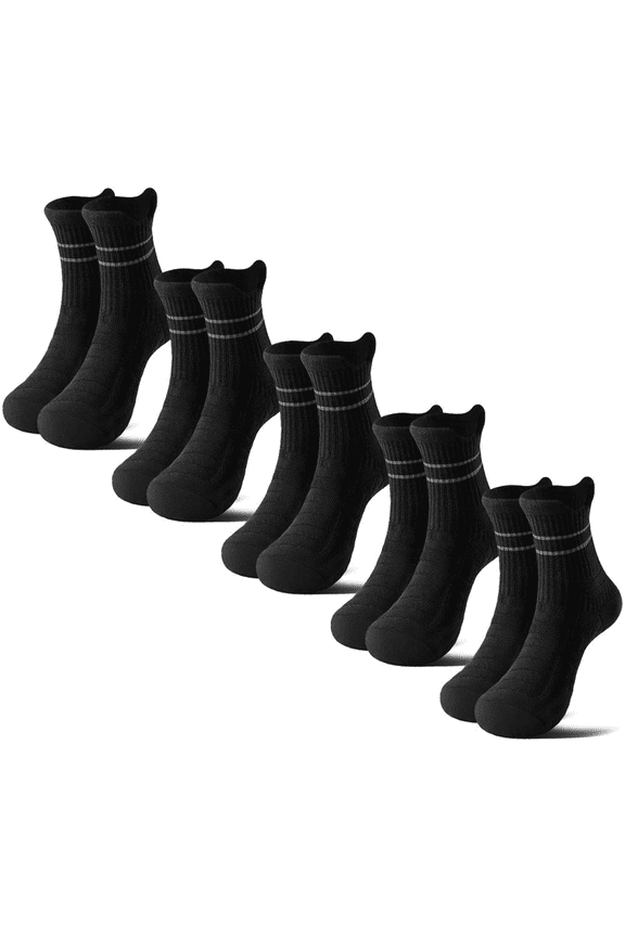 5 Pairs Men's Crew Sports Socks,Moisture-Wicking Terry Cushion(Multi-Color)6-14