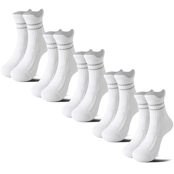 Mqamex 5 Pairs Men's Crew Sports Socks,Moisture-Wicking Terry Cushion(Multi-Color)6-14