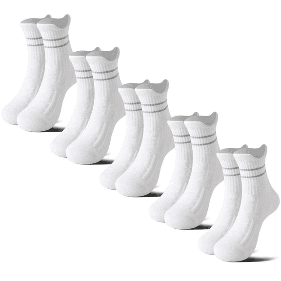 Mqamex 5 Pairs Men's Crew Sports Socks,Moisture-Wicking Terry Cushion(Multi-Color)6-14