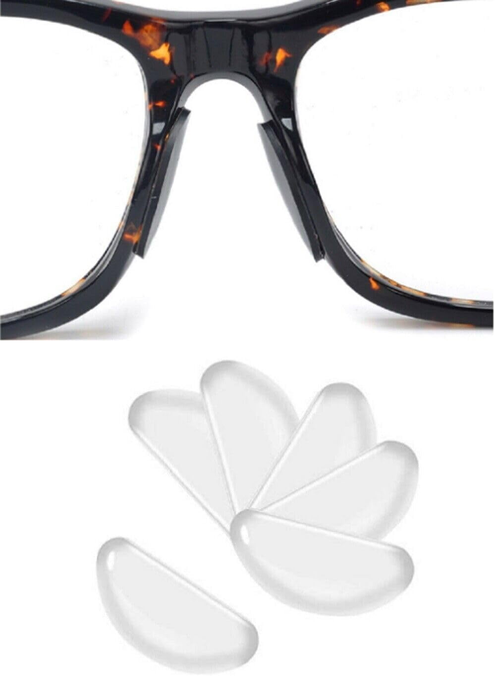 5-Pair Silicone Nose Pads for Eyeglasses - Anti-Slip Stick-On for EyeglassesTransparent style