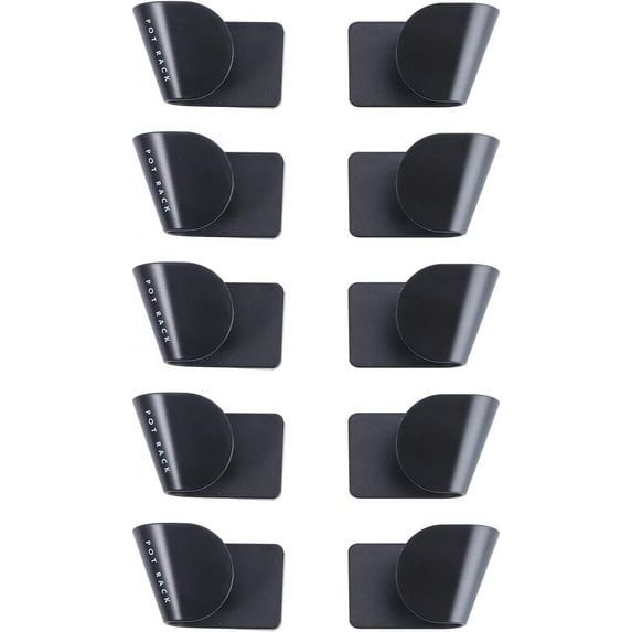 5 Pair Wall Mount Pot Lid Organizer Plastic Pot and Pan Organizer Pot Lid Storage Racks Cabinet Door Organizer Pot Hanger Black