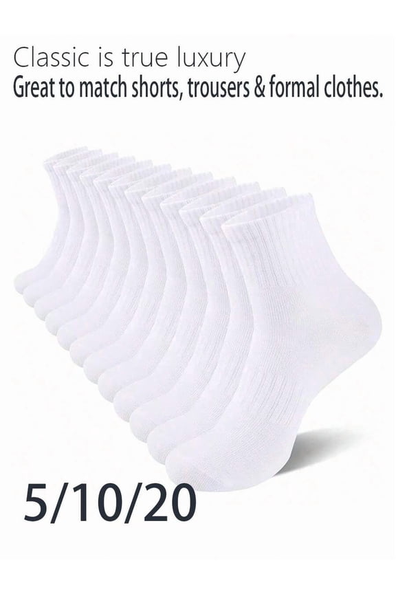 5 Pairs/10 Pairs/20 Pairs Men's/Women's Casual Socks,Home Socks, Couple Socks. Available In Black And White.Ribbed Knit, Comfortable Fit, Suitable For All Seasons.Tubesocks Great To Match Shorts,