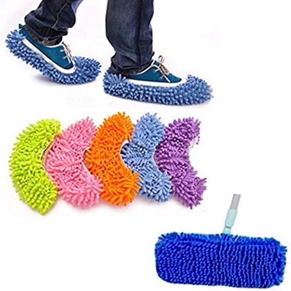 5 Pairs (10 Pieces) Multi-Function Dust Duster Mop Slippers Shoes Cover, Soft Washable Reusable Microfiber Foot Socks Floor Cleaning Tools Shoe Cover