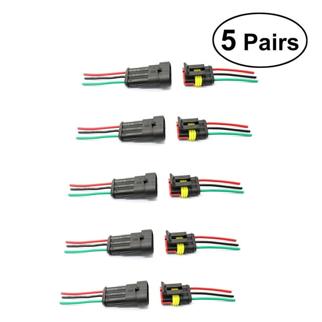 5 Pairs 3Pin IP67 Waterproof Electrical Wire Terminal Connectors Plugs