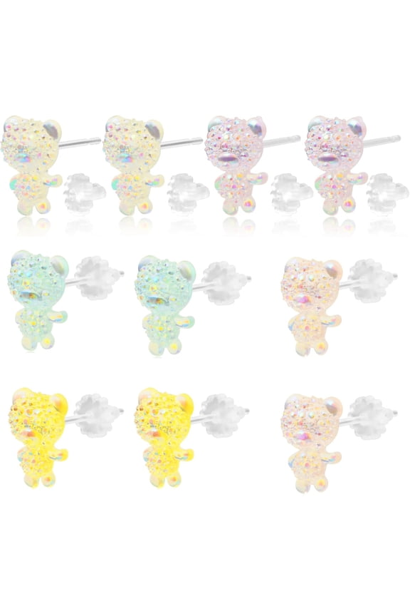 5 Pairs 5 Colors,Plastic Camellia Stud Earrings Noble Flower Shaped Earring Pin Posts with Clear Earring Backs Kit for Sensitive Ears DIY Jewelry Making Supplies