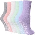 thumbnail image 1 of 5 Pairs/ 6 Pairs Non Slip Socks for Women Winter Warm Cozy Fuzzy Slipper Socks, Soft Fluffy Hospital Socks with Grips, 1 of 6