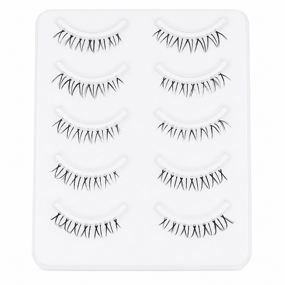 5 Pairs 6mm Natural Wispy Faux Mink Lower False Lashes Clear Band Pack