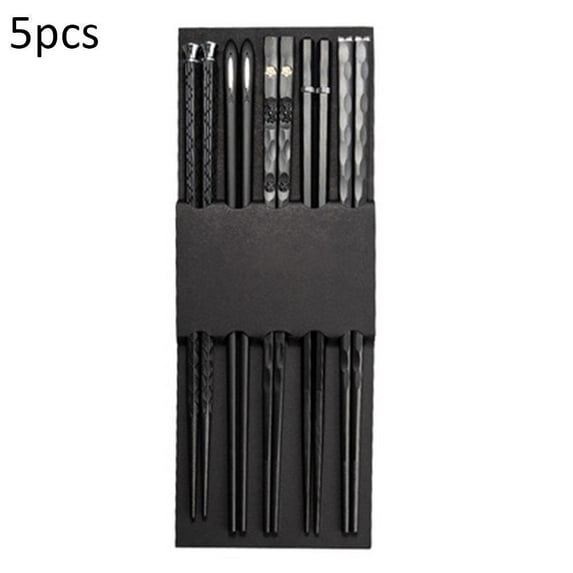 5 Pairs Alloy Steel Chopsticks Chinese Metal Sticks U. Circular A Chop J9C2