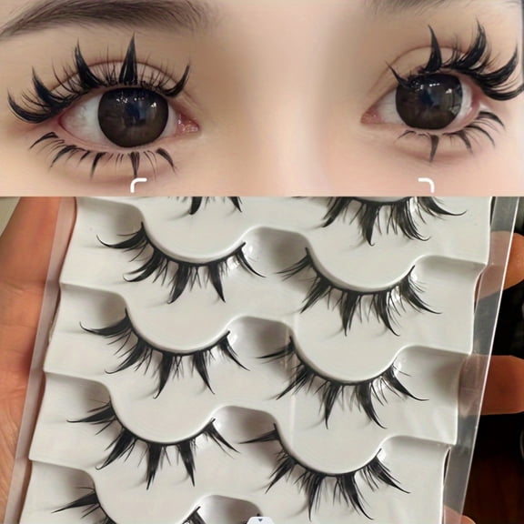 5 Pairs Anime False Eyelashes Compatible for - -Curve Volume Lashes, Formaldehyde-Free Small Volume Wispy Lashes (5MM-5) for Anime Manga Look