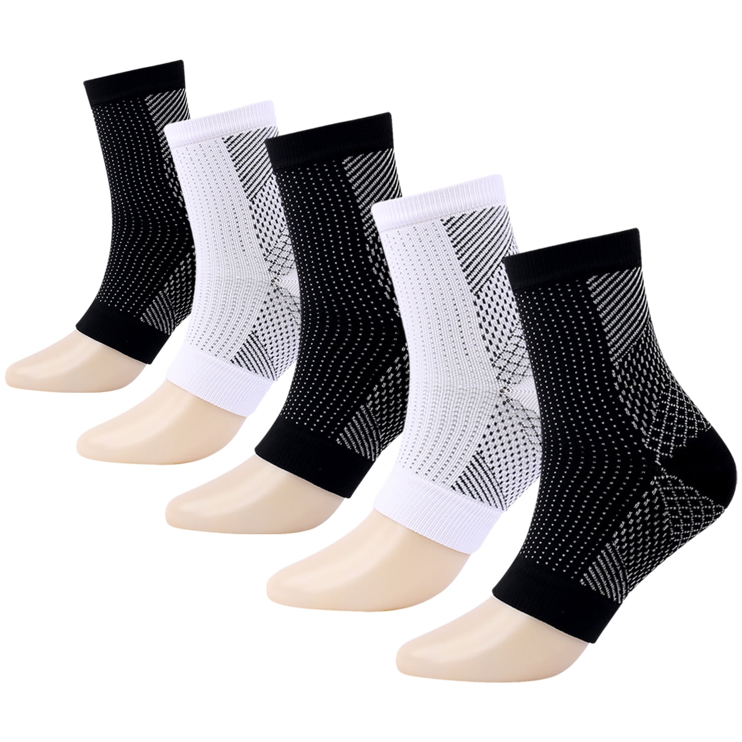 5 Pairs Ankle Brace Compression Sleeves - 8-15 mmHg Open Toe ...