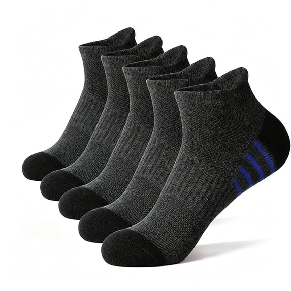 5 Pairs Ankle Compression Socks for Men & Women, Low Cut Sport Socks for Running, Athletic, Cycling, Gray