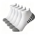 thumbnail image 1 of 5 Pairs Ankle Compression Socks for Men & Women, Low Cut Sport Socks for Running, Athletic, Cycling, White, 1 of 6