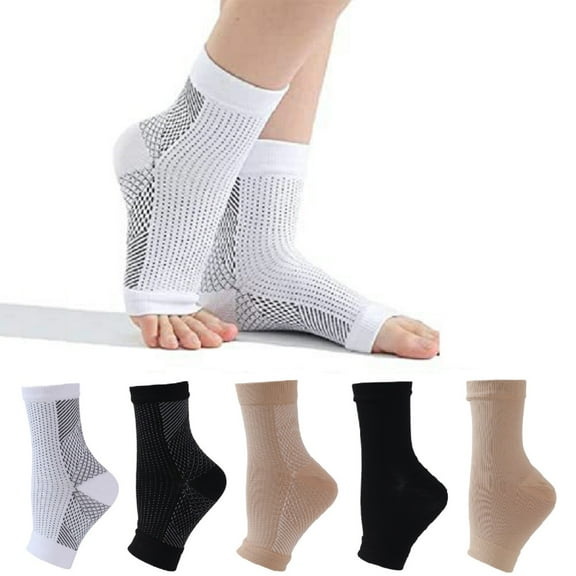 5 Pairs Ankle Compression Socks for Men and Women, Ankle Brace Socks for Swelling, Sprain, Neuropathy, Arch Support (L/XL)