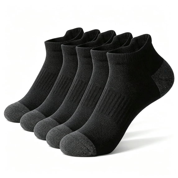 5 Pairs Ankle Compression Socks for Women & Men, Low Cut Sport Socks for Running, Athletic, Cycling, Black
