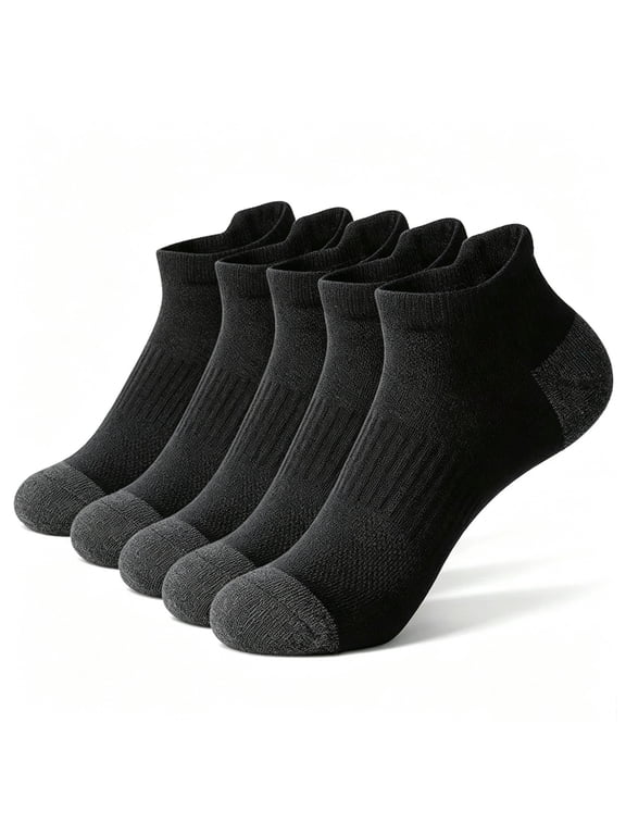 5 Pairs Ankle Compression Socks for Women & Men, Low Cut Sport Socks for Running, Athletic, Cycling, Black