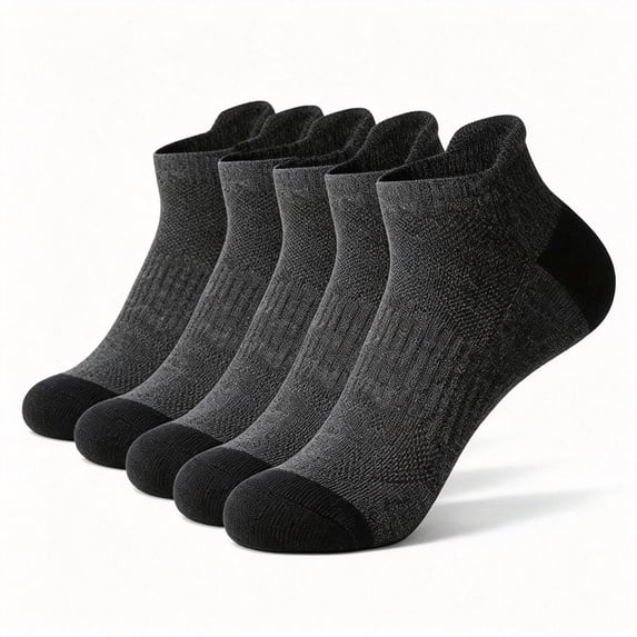 5 Pairs Ankle Compression Socks for Women & Men, Low Cut Sport Socks for Running, Athletic, Cycling, Gray