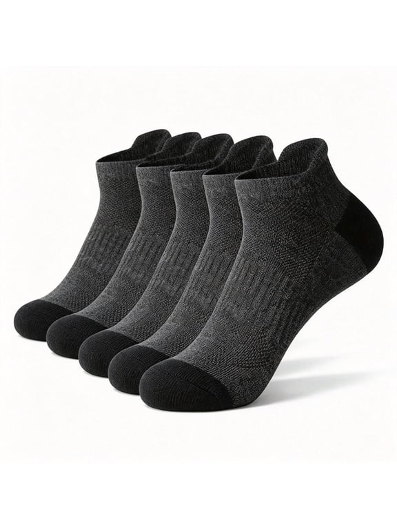 5 Pairs Ankle Compression Socks for Women & Men, Low Cut Sport Socks for Running, Athletic, Cycling, Gray