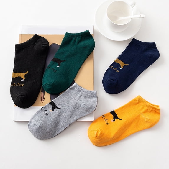 5 Pairs Ankle Socks for Men/Women Low Cut Thin Athletic Sock Print Colorful Pattern Novelty Cute Unisex Socks No Show Socks for Women Non Slip Flat Boat Socks H One Size