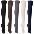 thumbnail image 1 of 5 Pairs Awesome Durable Women Thigh High Cotton Boot Socks. Perfect As Winter & Spring Socks Size 6-9 Black,Coffee,Dark Grey, Beige,Navy T1024, 1 of 4