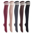 thumbnail image 1 of 5 Pairs Awesome Durable Women Thigh High Cotton Boot Socks. Perfect As Winter & Spring Socks Size 6-9 Black, Coffee, Dark Grey, Khaki, Wine T1022-5c3, 1 of 4