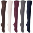 thumbnail image 1 of 5 Pairs Awesome Durable Women Thigh High Cotton Boot Socks. Perfect As Winter & Spring Socks Size 6-9 T1024 Coffee,Beige,Wine, Dark Grey,Navy, 1 of 3