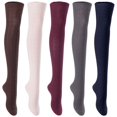 thumbnail image 1 of 5 Pairs Awesome Durable Women Thigh High Cotton Boot Socks. Perfect As Winter & Spring Socks Size 6-9 T1024 Coffee,Beige,Wine, Dark Grey,Navy, 1 of 3