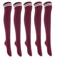 thumbnail image 1 of 5 Pairs Awesome Women Thigh High Cotton Boot Socks. Durable Knee High Socks, Perfect As Winter & Spring Socks Size 6-9 Wine T1023-5p1c7, 1 of 4