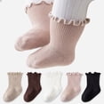 thumbnail image 1 of 5 Pairs Baby Girl Ruffle Crew Socks Toddler Infant Girls Dress Sock Soft Cotton Socks,0-5T, 1 of 7