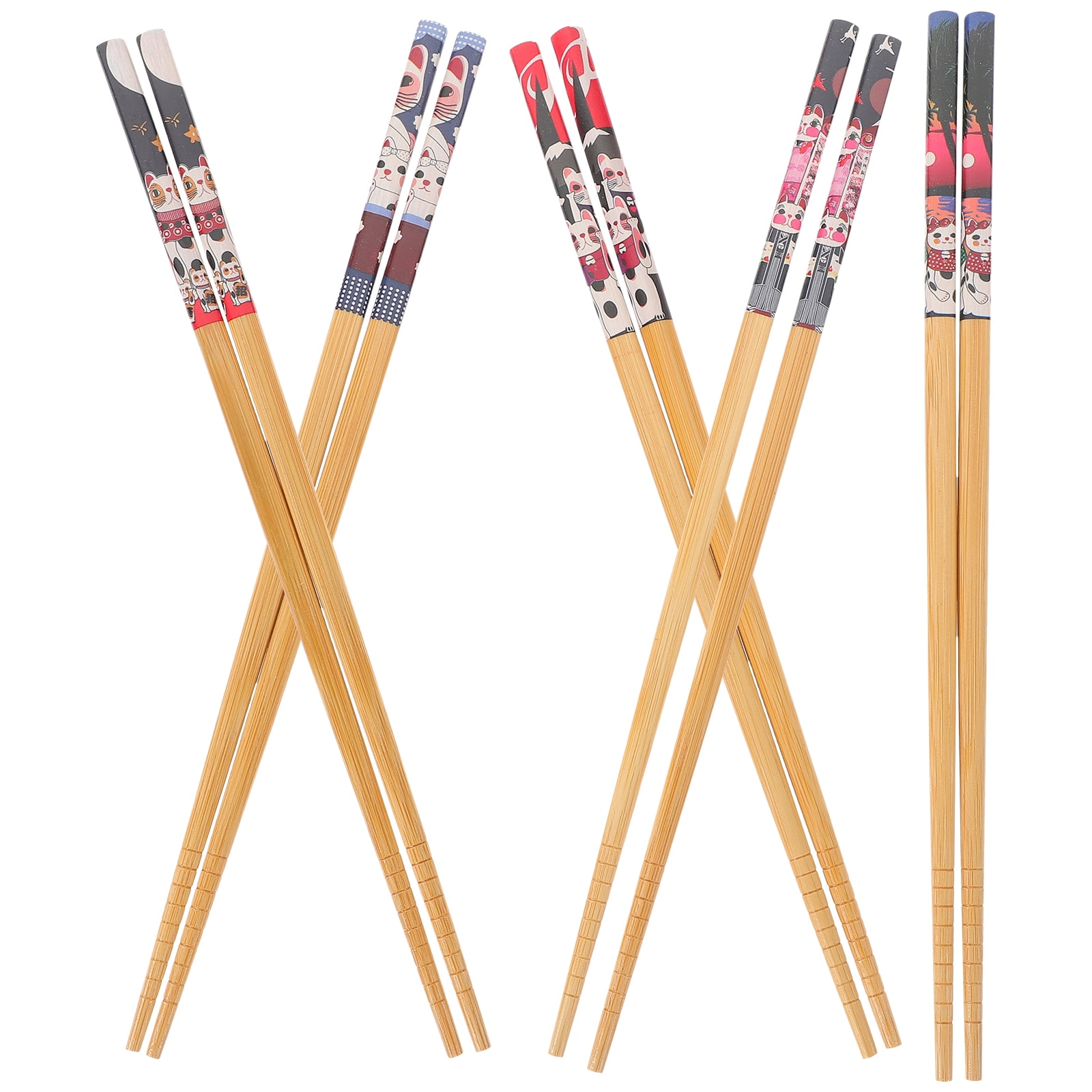 5 Pairs Bamboo Chopsticks Travel Dinnerware Daily Use Food Asian Cool
