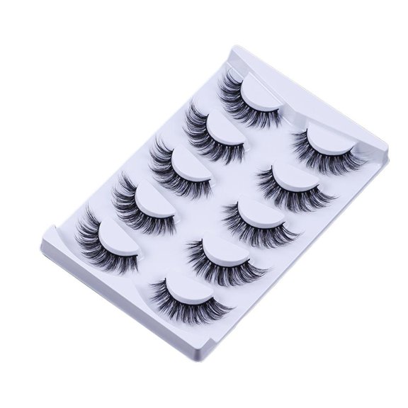 5 Pairs Black Cat Eye False Eyelashes Natural Velvet Fiber Lightweight Comfortable For Daily Party Wedding