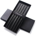 5 Pairs Black Flat Chopsticks Reusable Metal Chopsticks Set