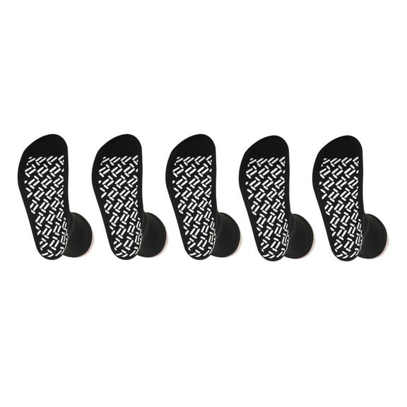 5 Pairs Black Non Skid Hospital, Yoga, Pilates, Gripper Slipper Socks Men's or Women Mid Calf Size XXL
