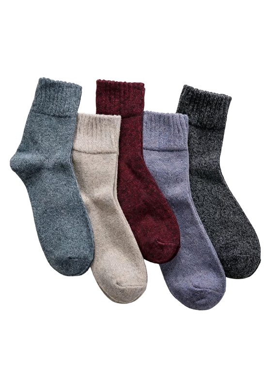 5 Pairs Boho Crew Socks for Women Men Winter Fair Isle Nordic Vintage Casual Socks, Dark Gray