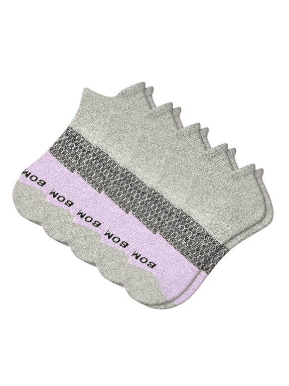 5 Pairs Bombas Women's All-Purpose Ankle Socks, Wisteria/Grey, Size Small
