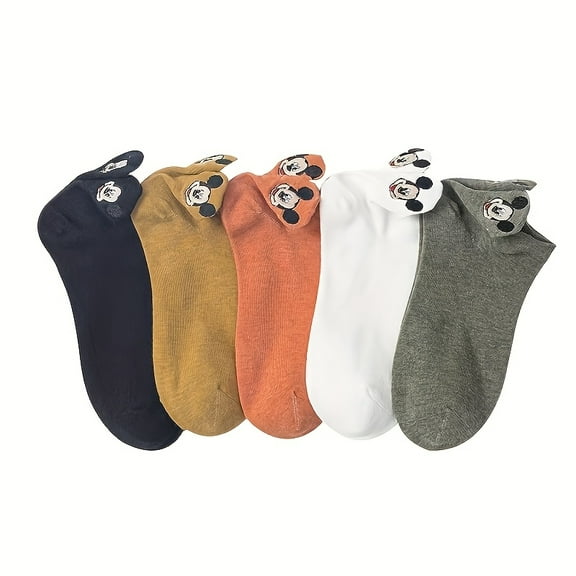 5 Pairs  Cartoon Socks, Cute & Preppy Low Cut Ankle Socks, Women'S Stockings & Hosiery