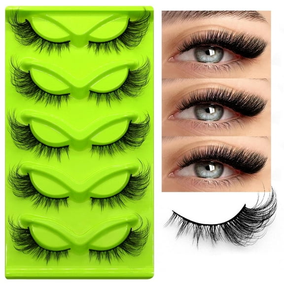 5 Pairs Cat Eye Lashes Faux Eyelashes Winged End New Elongated Eye