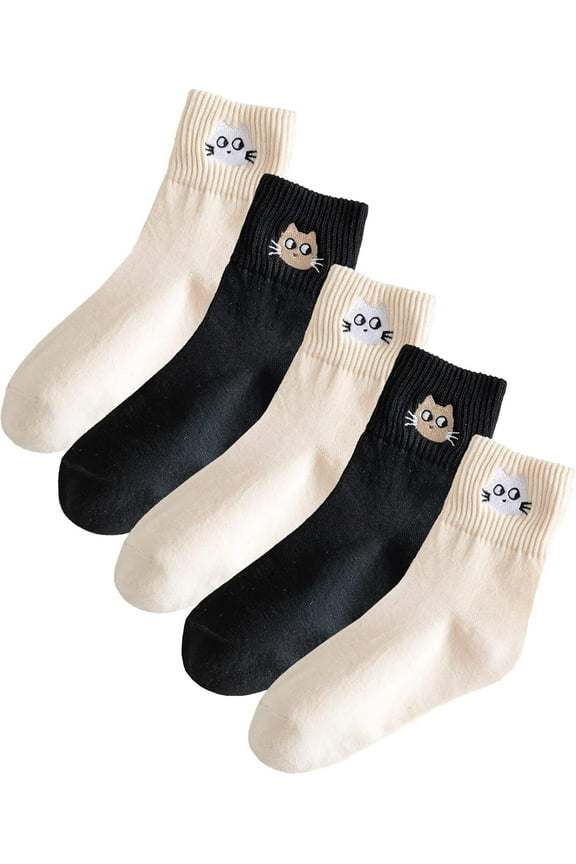 5 Pairs Cat Socks Women,Animal Cute Socks for Women,Ankle Socks for Women,Funny Christmas Gifts for Cat Lovers