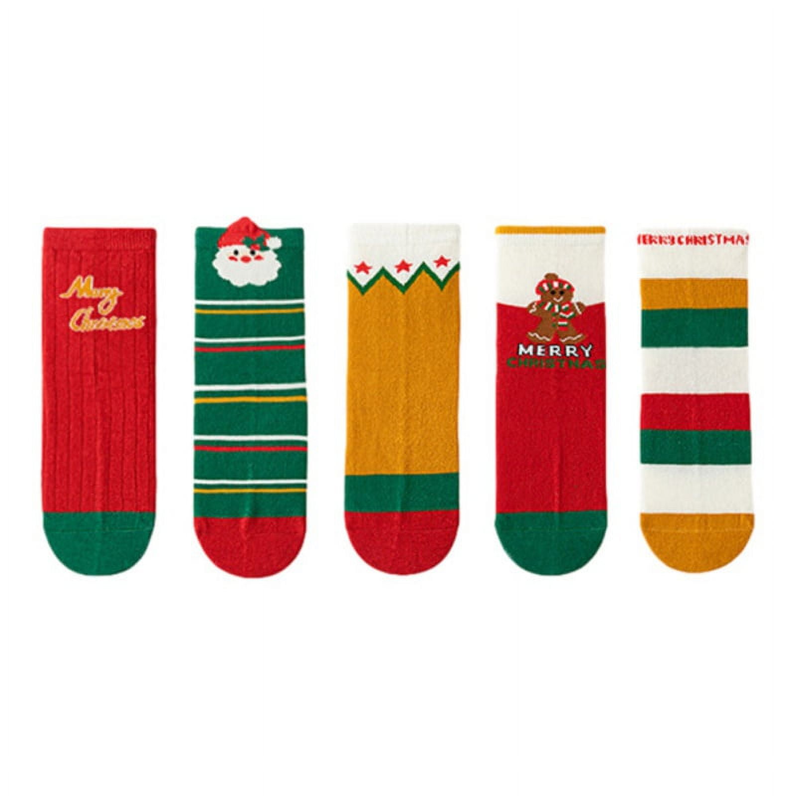 5 Pairs Children's Christmas Socks Autumn and Winter New Christmas Tree ...