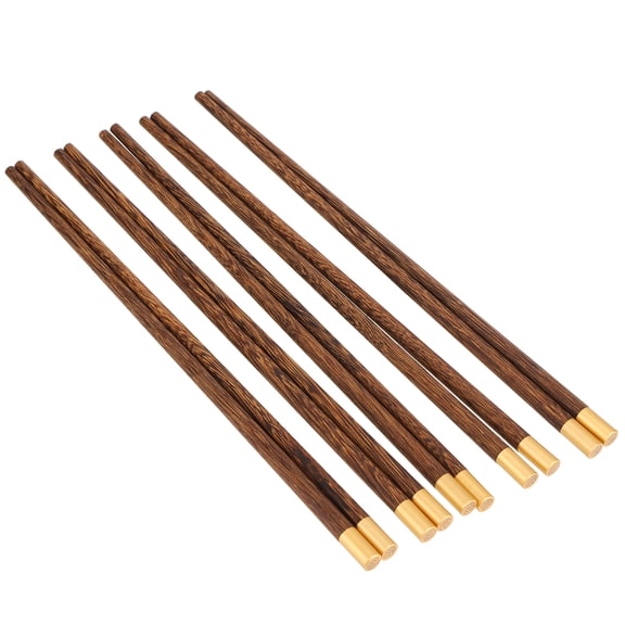 5 Pairs Chinese Style Wooden Chopsticks Set With Copper Inlaid & Lucky Character Red Sandalwood Gift Box