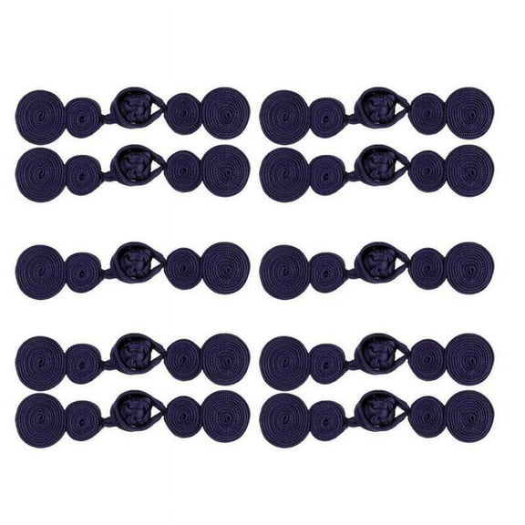 5 Pairs Chinese Traditional Frog Closure Buttons Knot Sewing Handmade Crafts - navy