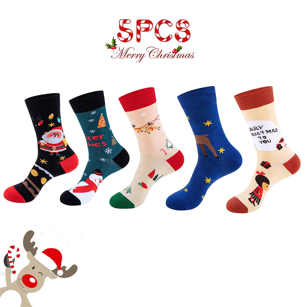5 Pairs Christmas Fuzzy Socks Womens Xmas Holiday Warm Winter Socks