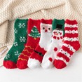 thumbnail image 1 of 5 Pairs Christmas Fuzzy Socks for Women Super Soft Fluffy Plush Slipper Socks, Fuzzy Christmas Socks Cozy Gifts Socks For Women Girls, 1 of 9