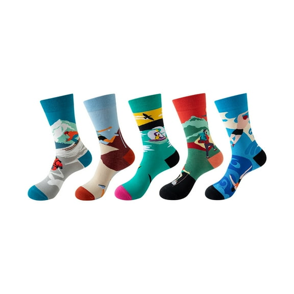 5 Pairs Christmas Socks, Christmas Crew Socks for Women, Basketball socks for men and women， Holiday or Birthday Gift
