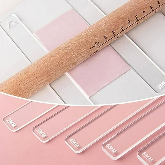 5 Pairs Clay Rolling Pin Guides for Dough Thickness 2/3/4/5/6mm Polymer Ruler Roller Tools