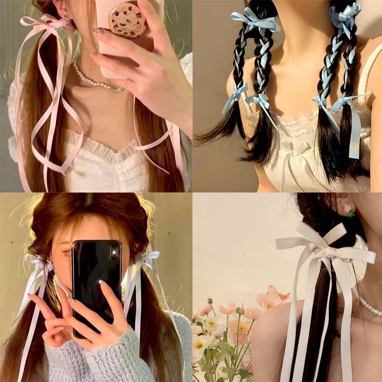 5 Pairs Colorful Ribbons Bow Hair Clips for Girls Double  display picture 2