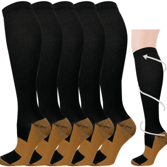 5 Pairs Compression Socks for Men Women Graduated Circulation Support Best for Runners Athletes Nurses Office Workers Running Cycling Workout